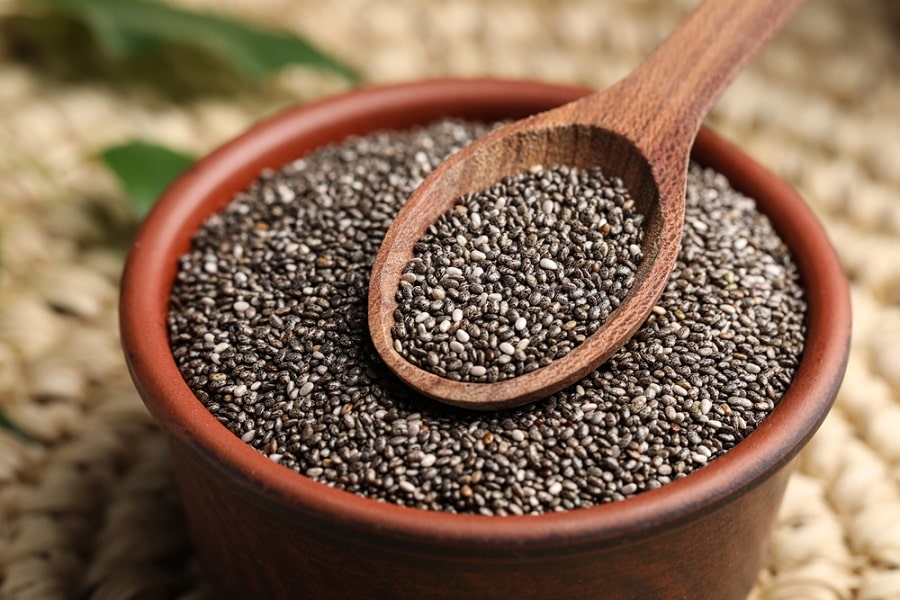 chia seeds in a bowl with spoon