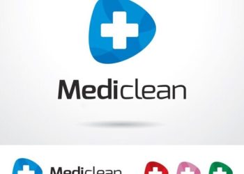 Medic Clean medical logo design idea in blue color